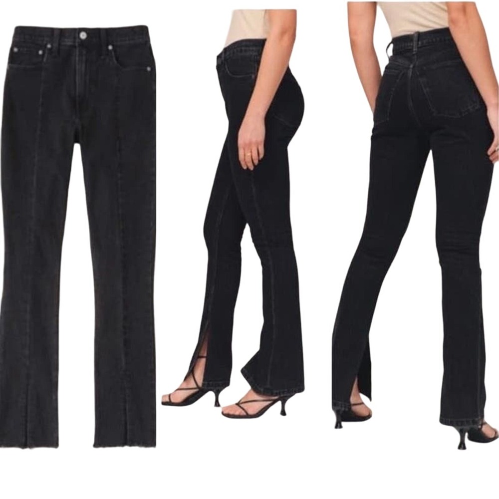 Abercrombie & Fitch The Skinny High Rise Pleated Vent Hem Jean Black size 27